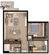 Anthem PDX Urban 1 Bedroom Floor Plan